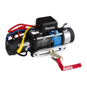 Лебёдка электрическая 12V Runva 9500 lbs 4350 кг влагозащищенная, синтетический трос